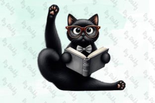 Black Cat Book Sublimation Clipart PNG Graphic Illustrations By Big Daddy 4