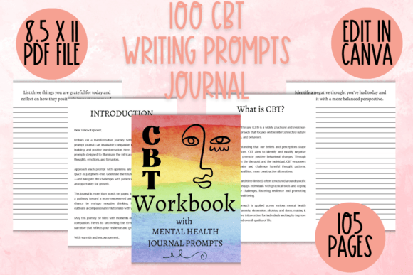 CBT Writing Prompts Journal Graphic KDP Interiors By Crafty Cuties Studio
