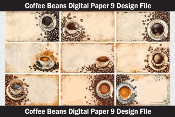 Coffee& Beans Digital Paper Set Grafik Druck-Vorlagen Von johanruartist