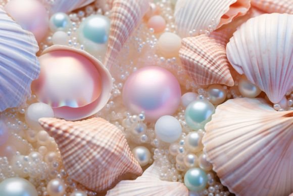 Pastel Pearls and Seashells Gráfico Texturas de Papel Por Forhadx5