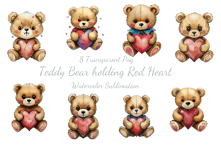Teddy Bear Holding Red Heart Gráfico Ilustraciones Imprimibles Por Dream Floral Studio 1