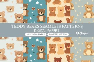 Teddy Bears Patterns, Baby Digital Paper Graphic AI Patterns By Creationx Space 1
