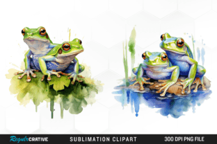 Watercolor Frogs Sublimation Clipart PNG Illustration Illustrations Imprimables Par Regulrcrative