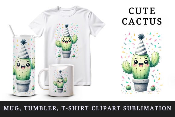 Cute Cactus Tumbler Mug Wrap Clipart Png Grafik Plotterdateien Von Tati Design