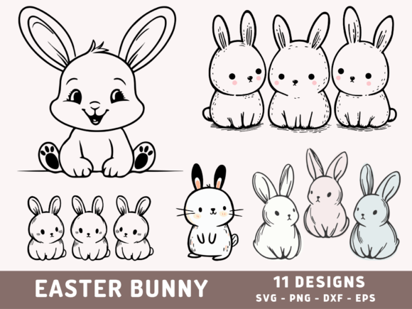 Easter Bunny SVG, Cute Rabbit PNG Gráfico Ilustraciones Imprimibles Por Lemon Chili