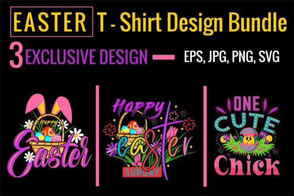 Easter T-shirt Design Bundle. Graphic Print Templates By Unique T-Shirt Design