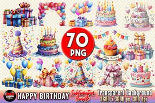 Happy Birthday Clipart - Birthday PNG Gráfico Ilustraciones Imprimibles Por Arte Digital Designs 1