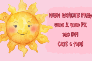 Happy Smiling Suns Clip Art Set Gráfico Ilustraciones IA Por Crafty Cuties Studio 2