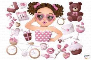 Pink Valentine's Day Clipart Illustration Illustrations Imprimables Par TitaDigitalArts 2