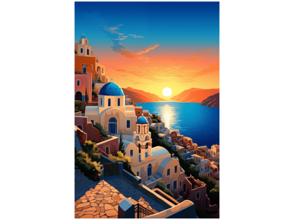 Santorini Serenity: Dreams in Greece #4 Graphic AI Graphics By Anuchartl