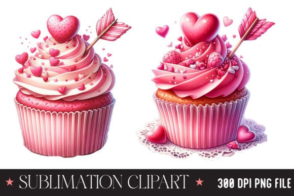 Valentine Cupcake Clipart Bundle Illustration Illustrations Imprimables Par Creative Design House