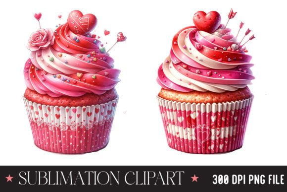 Valentine Cupcake Clipart Bundle Illustration Illustrations Imprimables Par Creative Design House