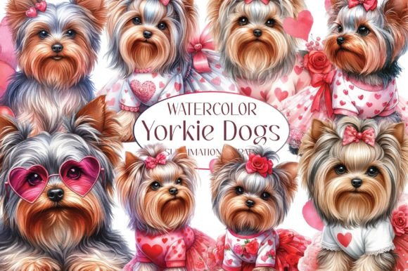 Valentine Yorkie Dog Sublimation Clipart Grafik Druckbare Illustrationen Von Dreamshop
