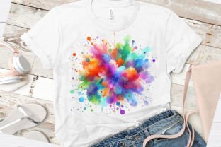 Watercolor Art Colorful Paint Splashes Graphic T-shirt Designs By shipna2005