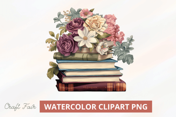 Watercolor Floral Books Clipart Design Graphic Illustrations By Craft Fair