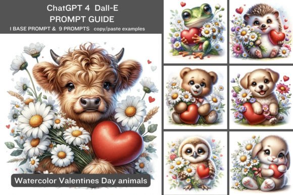 DALL-E Prompt, Valentines Day Animals, Graphic AI Illustrations By SVGirlplus
