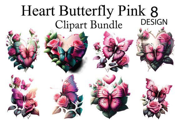 Heart Butterfly Pink Illustration Illustrations Imprimables Par AM-Designer