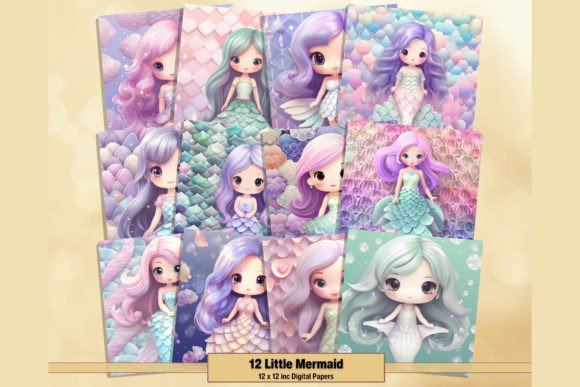 Little Pastel Mermaid Digital Papers Graphic Backgrounds By artisticwayco