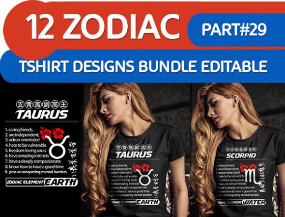 12 Zodiac Signs T-shirt Design Japannes Illustration Illustrations Imprimables Par tshirtdesignbundles com