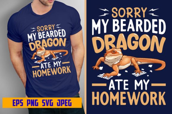 Bearded Dragon T-shirt Design Graphic Print Templates By Styrine