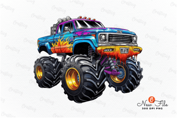 Colorful Monster Truck Clipart Bundle Grafika Ilustracje do Druku Przez Crafticy