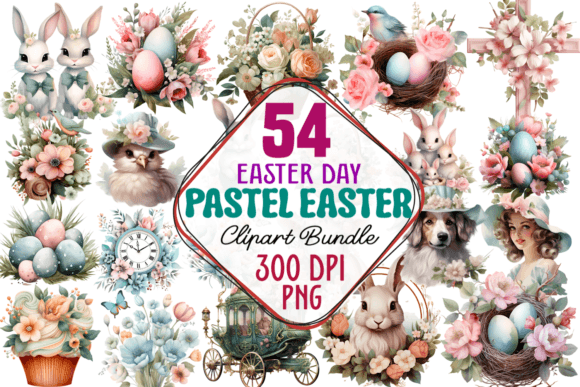 Easter Day Pastel Clipart Bundle Graphic Illustrations By CraftArt