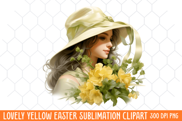 Lovely Yellow Easter Bunny Clipart Graphic Illustrations By CraftArt