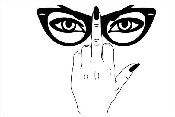 Middle Finger Han Womans Hand Glasses Illustration Artisanat Par Pony3000