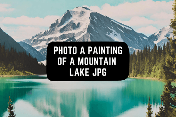Photo a Painting of a Mountain Lake Graphic AI Graphics By Alouma Sriti