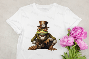 Steampunk Frog Watercolor Illustration Illustrations Imprimables Par Crafticy 3