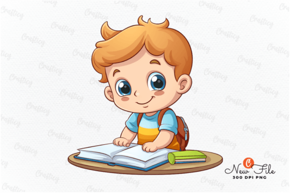 Studying Baby Watercolor Clipart Gráfico Ilustraciones Imprimibles Por Crafticy