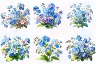 Watercolor Forget Me Not Flower Clipart Graphic Illustrations By RevolutionCraft 2