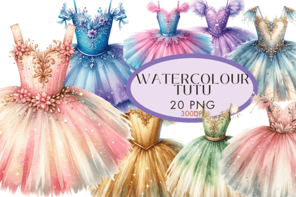 Watercolour Ballet Tutu Dress Clipart Graphic AI Transparent PNGs By Watercolour Lilley