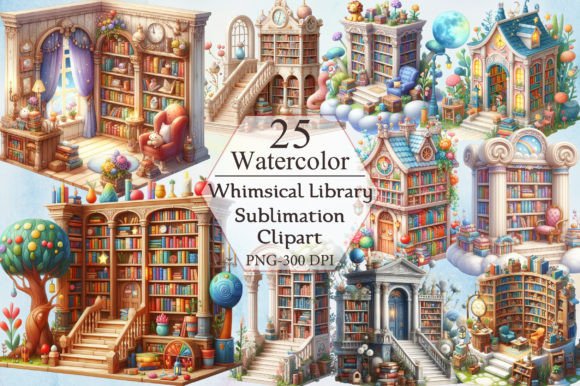 Whimsical Library Sublimation Bundle Graphic Illustrations By ArtStory