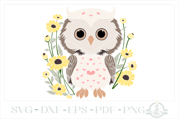 Whimsical Owl with Wildflowers SVG Graphic Crafts By Harbor Grace Designs