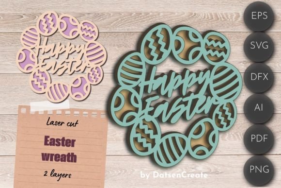 Easter Wreath 3D, Mandala Ornament Svg Gráfico SVG 3D Por DatsenCreate