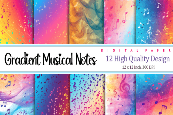 Gradient Music Notes Graphic Backgrounds By Pro Designer Team