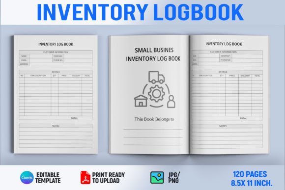 Inventory Logbook for Small Business Grafica KDP Interni Di Book2Bees
