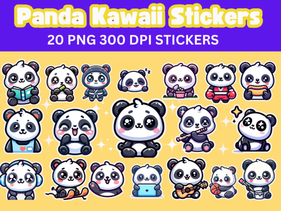 Panda Kawaii Stickers Gráfico Manualidades Por RexxDesign