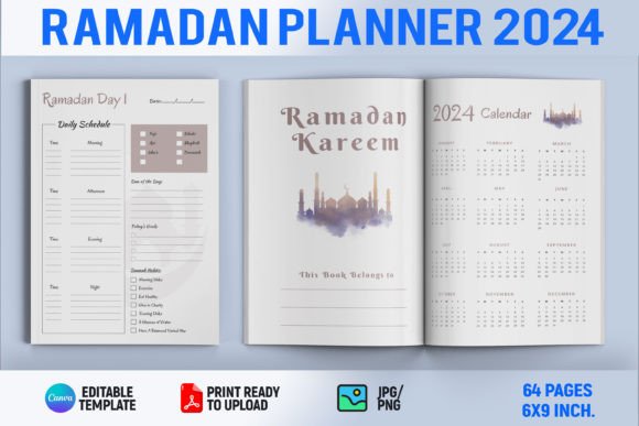Ramadan Planner 2024 Canva Template Illustration Intérieurs KDP Par Book2Bees