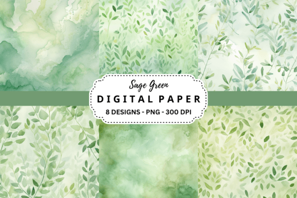 Sage Green Digital Paper Graphic Backgrounds By pcudesigns