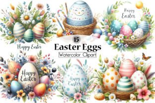 Watercolor Easter Eggs Clipart Graphic Illustrations By LibbyWishes 1