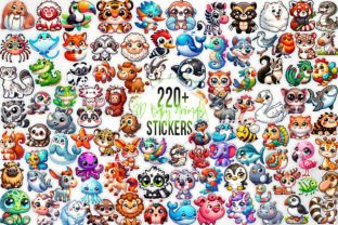 220+ 3D Cute Animals Stickers Bundle Graphic Illustrations By Aspect_Studio 1