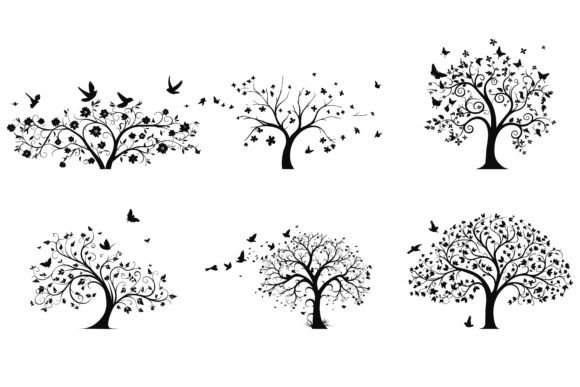 A Graceful Tree Blooming Flowers Graphic Illustrations By jesmindesigner