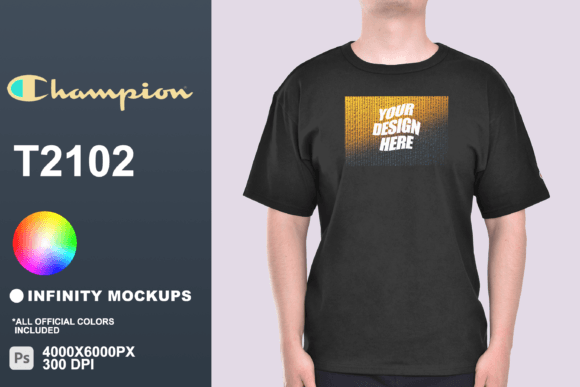 Champion T2102 Studio Tshirt Mockup Grafik Produktmodelle (Mockups) Von inmockups