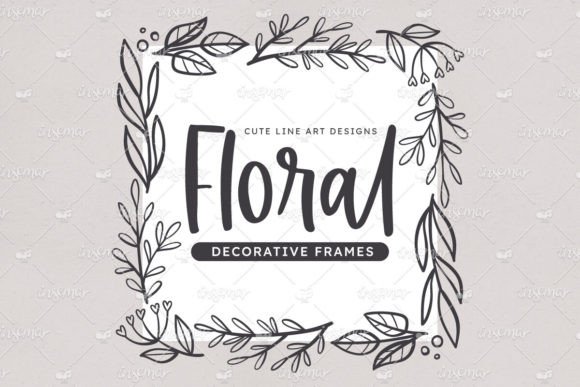 Cute Floral Square Frames Gráfico Ilustrações para Impressão Por insemar