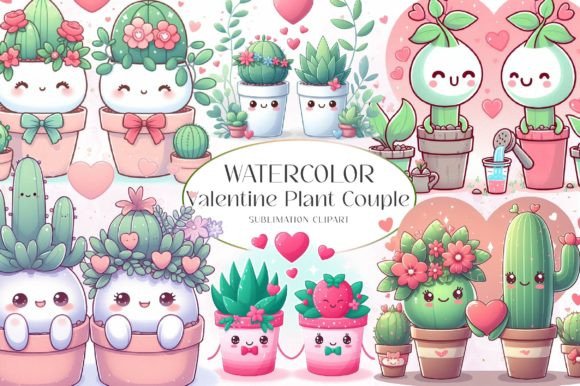 Cute Valentine Plant Couple Sublimation Graphic Illustrations By Dreamshop