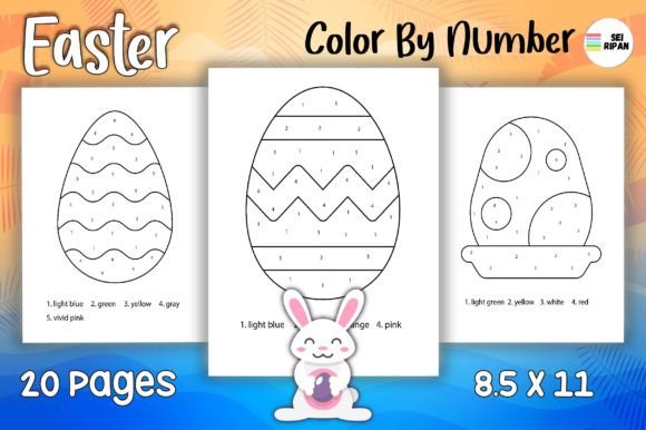 Easter Color by Number Page for Kids 05 Graphic Coloring Pages & Books By Sei Ripan