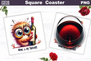Funny Wine Quote Square Coaster Graphic Crafts By WatercolorColorDream 2