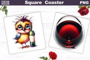 Funny Wine Quote Square Coaster Graphic Crafts By WatercolorColorDream 8
